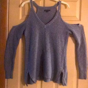 Slate blue off the shoulder sweater
